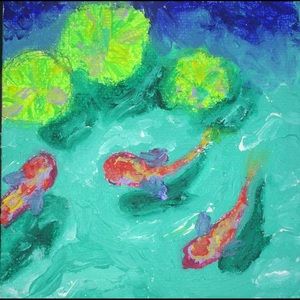 Mini oil koi fish painting